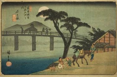 No. 28 : Nagakubo, de la série "Soixante-neuf stations du Kisokaido (Kisokaido rokujukyu tsugi no uchi)"