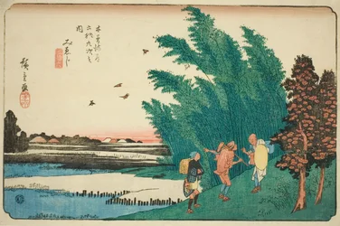No. 56 : Mieji, de la série "Soixante-neuf Stations du Kisokaido (Kisokaido rokujukyu tsugi no uchi)"