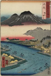 Le mont Otoko-yama vu depuis Hirakata, province de Kawachi, juillet 1853