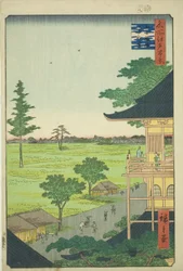 Sazai Hall du temple des Cinq Cents Rakan (Gohyaku Rakan Sazaido), de la série "Cent vues célèbres d