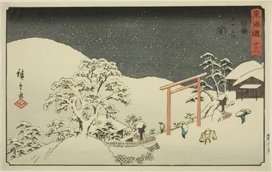Seki—No. 48, de la série "Les cinquante-trois stations du Tokaido (Tokaido gojusan tsugi)", également connue sous le nom de Reisho Tokaido