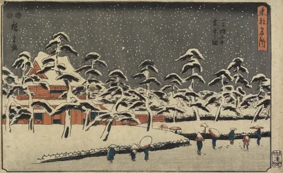 Vue de Neige du Temple Zojoji à Shiba, 1847-1852