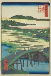 Pont Sugatami, pont Omokage et gravière de Takata (Takata Sugataminohashi Omokagenohashi jariba), n° 116 de la série "Cent vues célèbres d