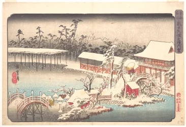 Sanctuaire Tenmangū à Kameido sous la neige