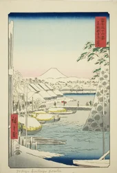 La rive à Sukiya dans la capitale orientale (Toto Sukiyagashi), de la série "Trente-six vues du mont Fuji (Fuji sanjurokkei)"