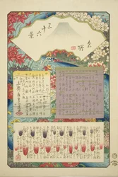Page de titre de la série "Trente-six Vues du Mont Fuji (Meisho sanjurokkei)"
