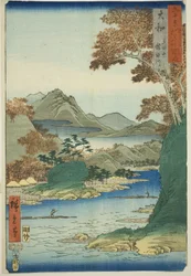 Province de Yamato : Montagne Tatsuta et rivière Tatsuta, de la série "Lieux célèbres des soixante et quelques provinces"