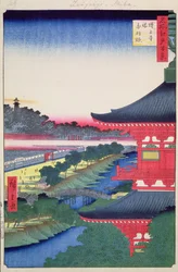 Pagode Zojoji et Akabane de One Hundred famous Views of Edo, 1857