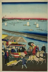 Image de la locomotive à vapeur à Yatsuyama, Tokyo (Tokyo Yatsuyama shita kaigan jokisha tetsudo no zu)