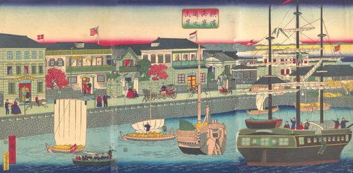 Vue du front de mer à Yokohama, 5e mois, 1870