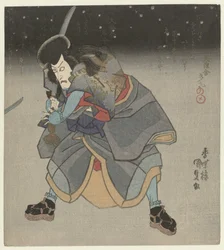 Homme avec une épée pendant la nuit