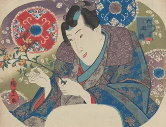 Mitsuuji avec des roses de montagne Yamabuki, de la série « Six visages de joyaux », milieu à fin des années 1830