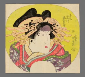 Iwai Kumesaburo II en courtisane Takao dans Banzei Okuni Kabuki