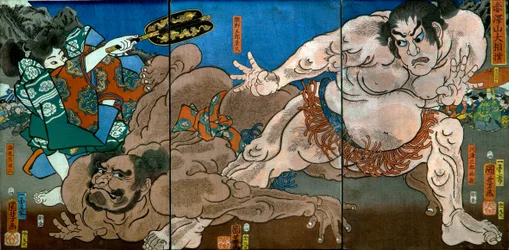 Grand tournoi de sumo sur le mont Akazawa (Akazawayama Ōzumō)