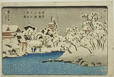 Neige sur la colline de Benten au temple Kinryuzan à Asakusa