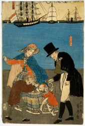 Européens se promenant à Yokohama, pub. 1871