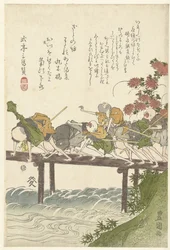 Six masseurs aveugles sur un pont