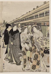 Courtisanes se promenant sur le Nakanochō