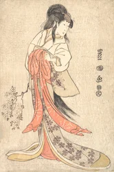 Acteur de Kabuki Segawa Kikunojo III dans un rôle de femme folle, 1798 Kansei 9
