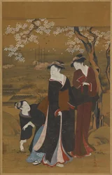 Trois femmes sous un cerisier en fleurs au bord de la mer, 1769-1825