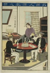 Étrangers buvant du vin