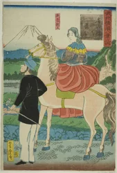 Anglais regardant les oies descendantes au pont Yoshida, de la série "Huit vues de Yokohama dans la province de Musashino"