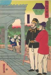 Lueur du soir à Motomura [Deux Anglais regardant le coucher du soleil]