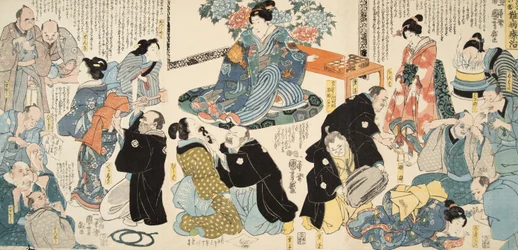 Scène du Genji monogatari (Conte de Genji) par Murasaki Shibuku (né en 978) c. 1860