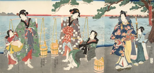 Scène du Genji monogatari (Conte de Genji) par Murasaki Shibuku (né en 978) c. 1860
