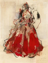 Une femme élégante en rouge