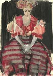 Une femme élégante en rouge