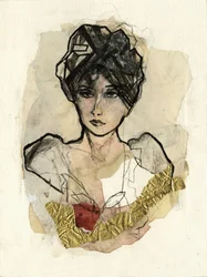Femme pensive avec un bijou en or