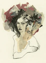 Collage « Femme réfléchie »