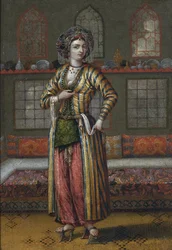 Une noble dame de Constantinople portant des chaussures de hammam