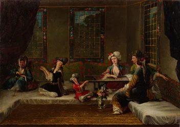 Femmes brodant, années 1730