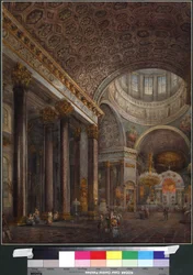 Vue intérieure de la cathédrale de Kazan à Saint-Pétersbourg, par Sadovnikov, Vasily Semyonovich (1800-1879). Aquarelle sur papier