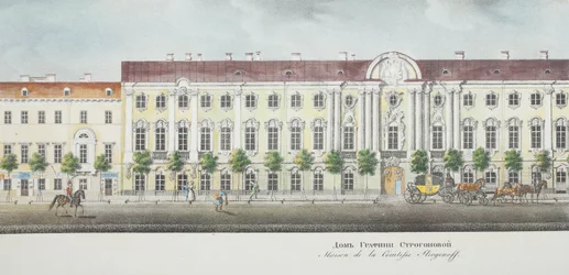 Le palais Stroganov depuis le panorama de la perspective Nevski