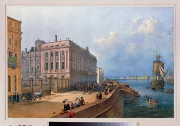 Vue du quai de la Neva et du palais de marbre à Saint Petersbourg