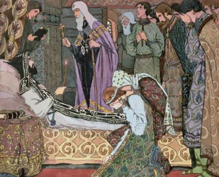 Le lit de mort du Grand-Duc Dmitry de Don (1350-89), vers 1910