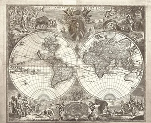 Carte du monde à double hémisphère