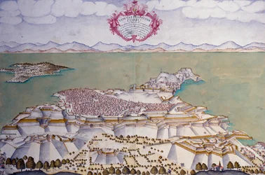 Plan de la ville de Corfou avec ses fortifications, archives de l