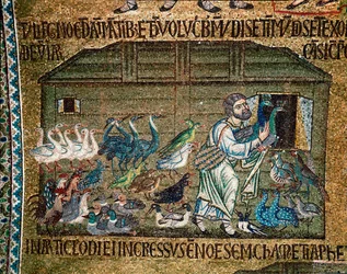 Architecture byzantine : Noé faisant entrer les animaux dans l