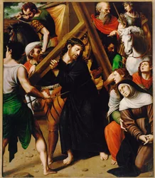 Christ portant la croix (peinture sur bois)