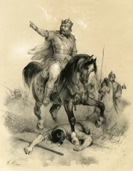 Attila (v. 395-453), seul chef des Huns en 445, ravagea les empires d