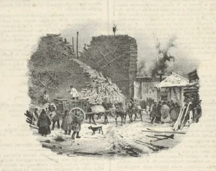 Chantier de bois à brûler, 19ème siècle