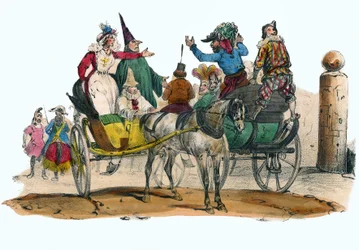 Les Mascarades du carnaval. Dans « Album Grotesque, Choix de Types Remarquables », illustrations par Victor Adam, Paris, vers 1850