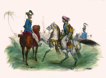 Deux officiers à Alger. Dans « Album Grotesque, Choix de Types Remarquables », illustrations de Victor Adam, Paris, vers 1850.