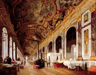 La Galerie des Glaces à Versailles utilisée comme hôpital militaire pour soigner les Prussiens blessés en 1871