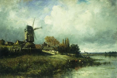 Paysage Fluvial avec un Moulin à Vent, 1870