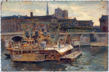 Les travaux du métropolitain au pont Notre-Dame